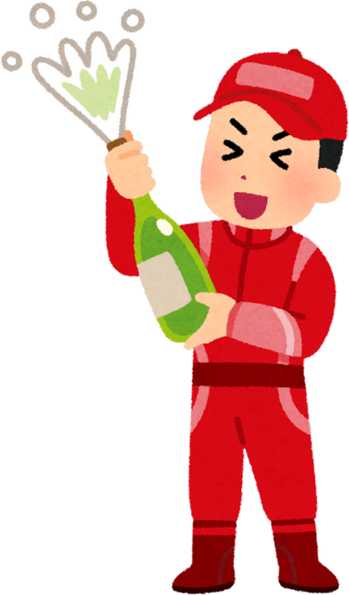Illustration of a Racing Driver Celebrating with Champagne